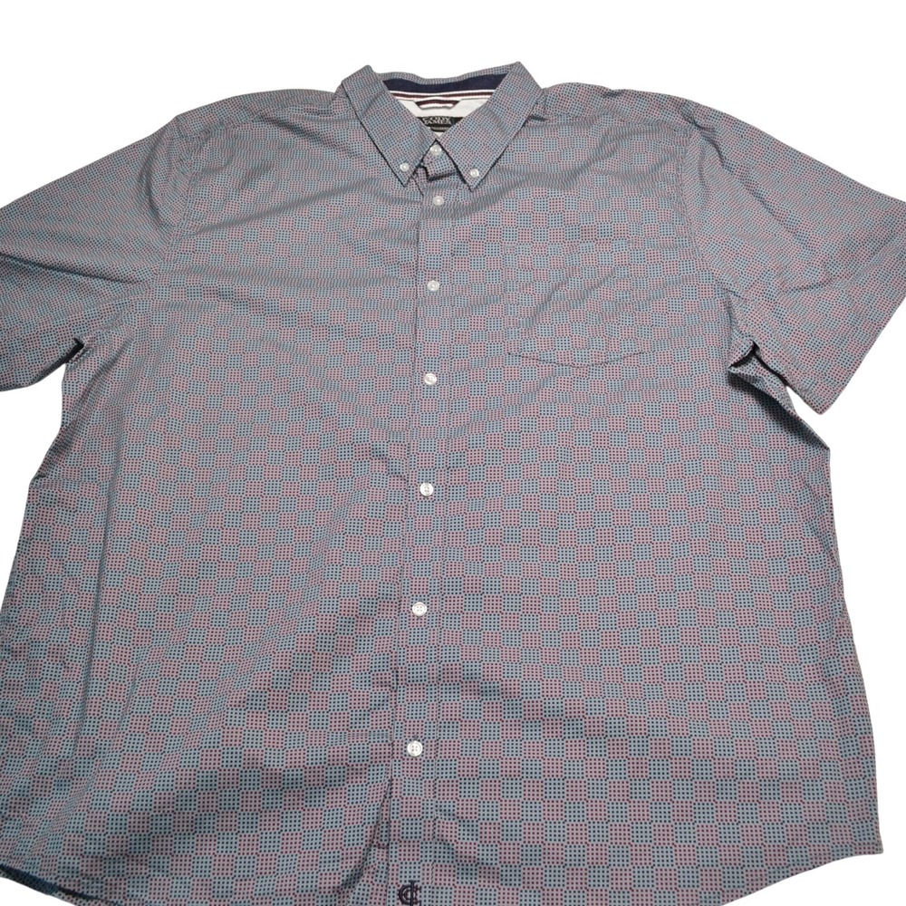 Cody James Mens XX Large Short Sleeve Button Down Shirt Blue Red Gingham Pattern